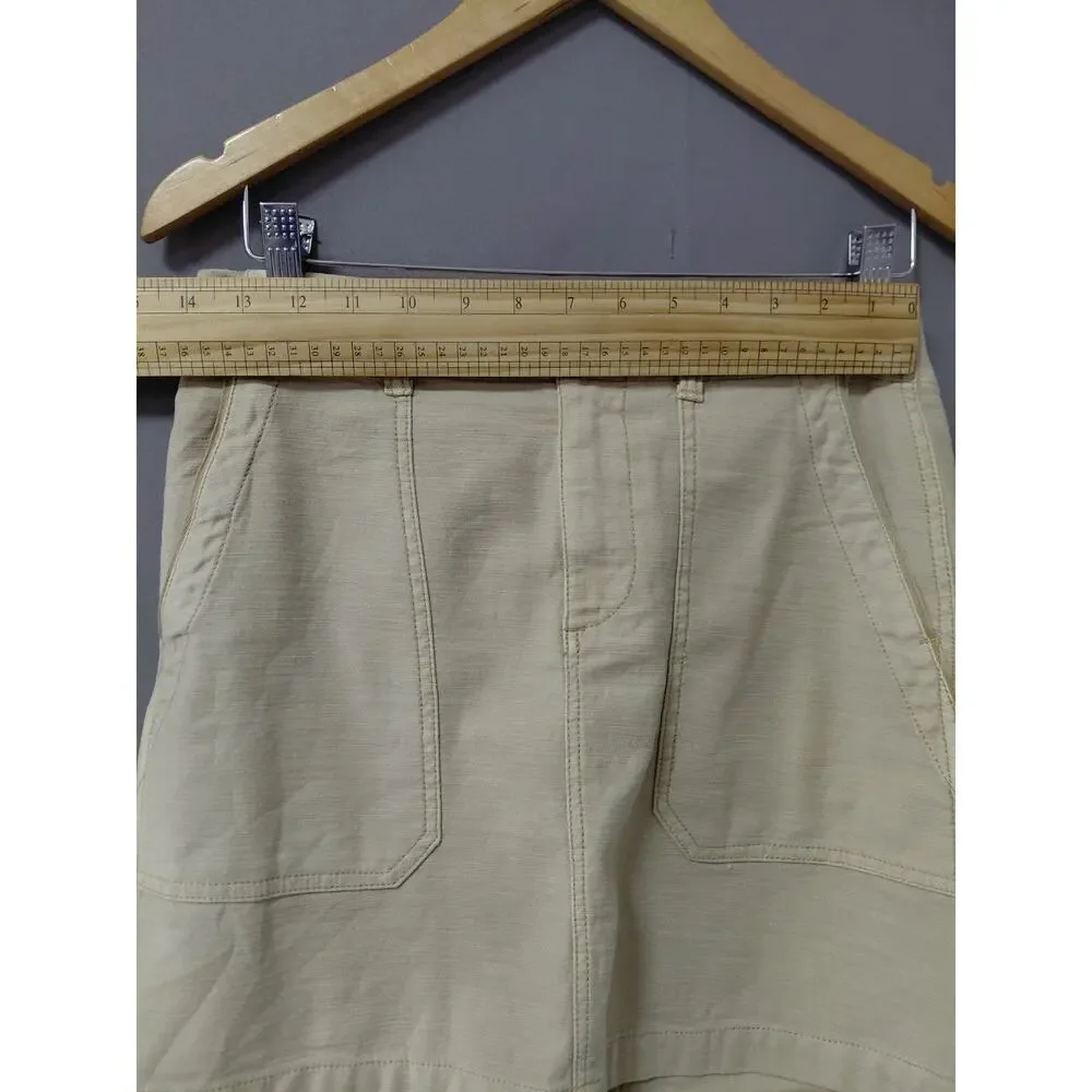 NWT Faherty Aurelia Beige Stretch Utility Pocket Mini Skirt Women Size 6